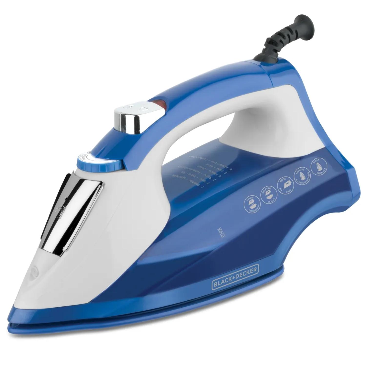 PLANCHA DE VAPOR BLACK AND DECKER IR1866 ANTIADHERENTE AZUL — imagen 1