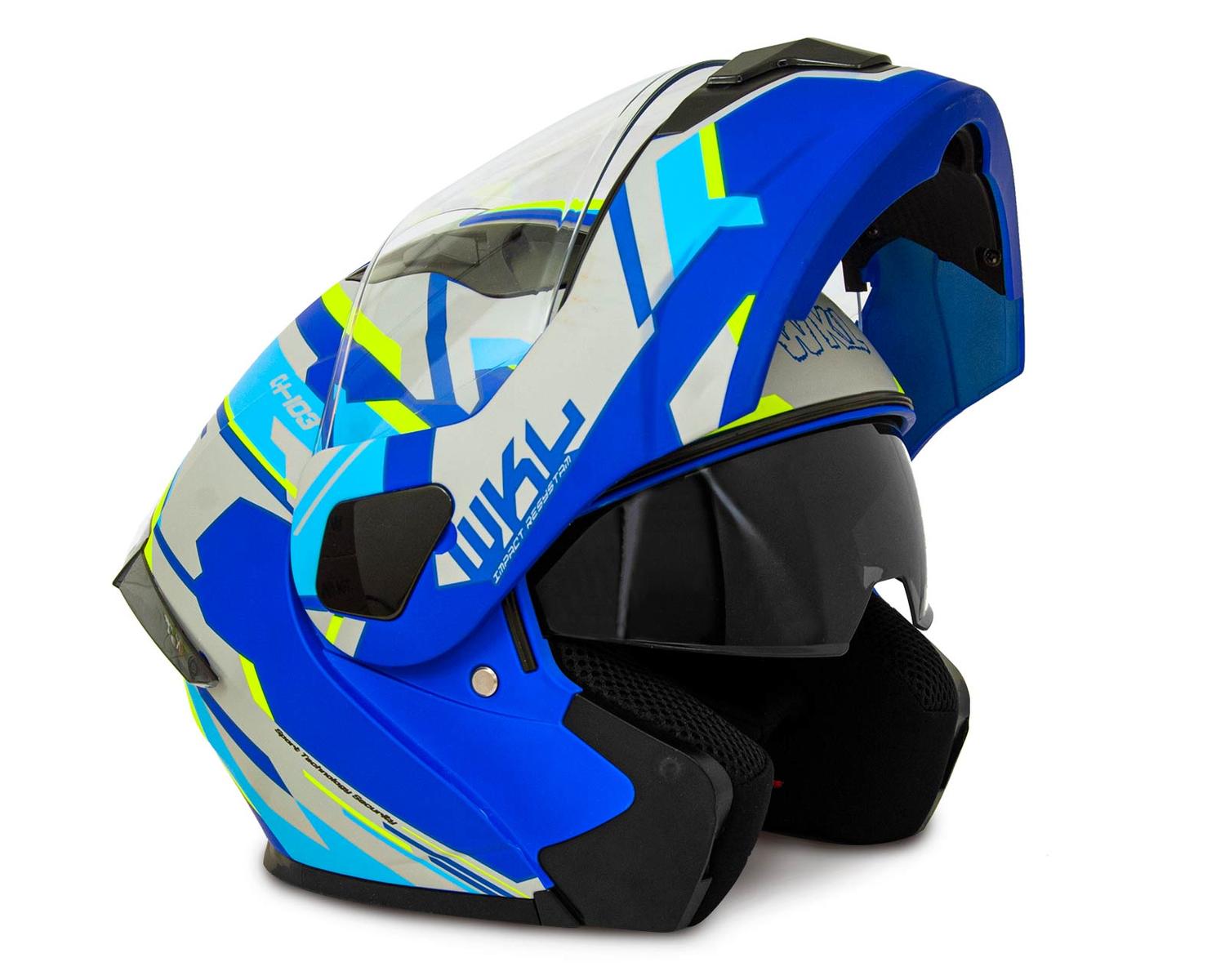 Casco WKL Motocicleta Dot Abatible CH-103 FINISH-AZUL — imagen 4