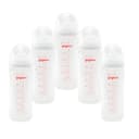 Pack 5 Biberones Pigeon Soft Touch Boca Ancha 330ml/11oz 6m+ Anticólicos Transparente
