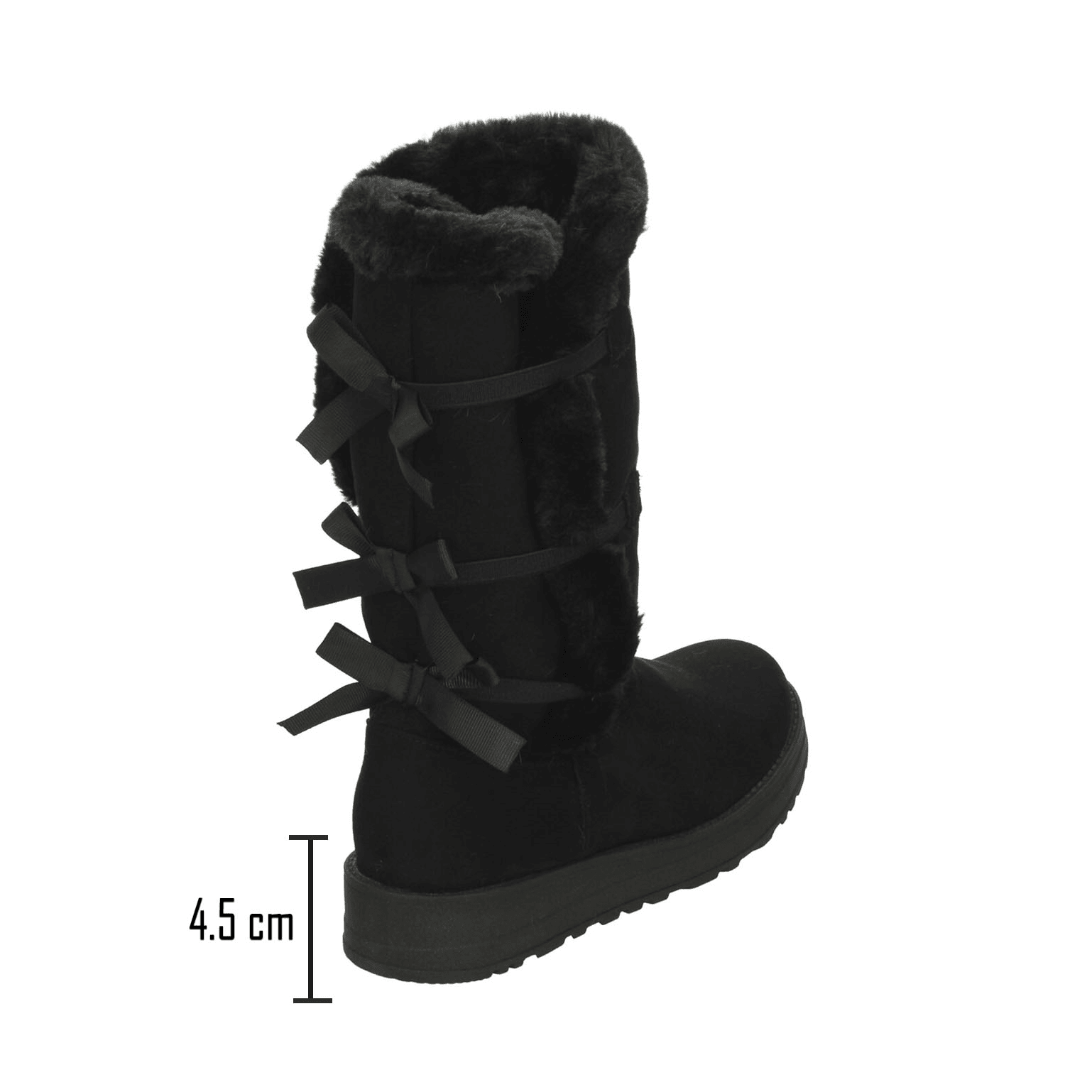 Bota Rojo Cereza Dama Invierno Larga Peluche Casual Negro Mujer — imagen 12