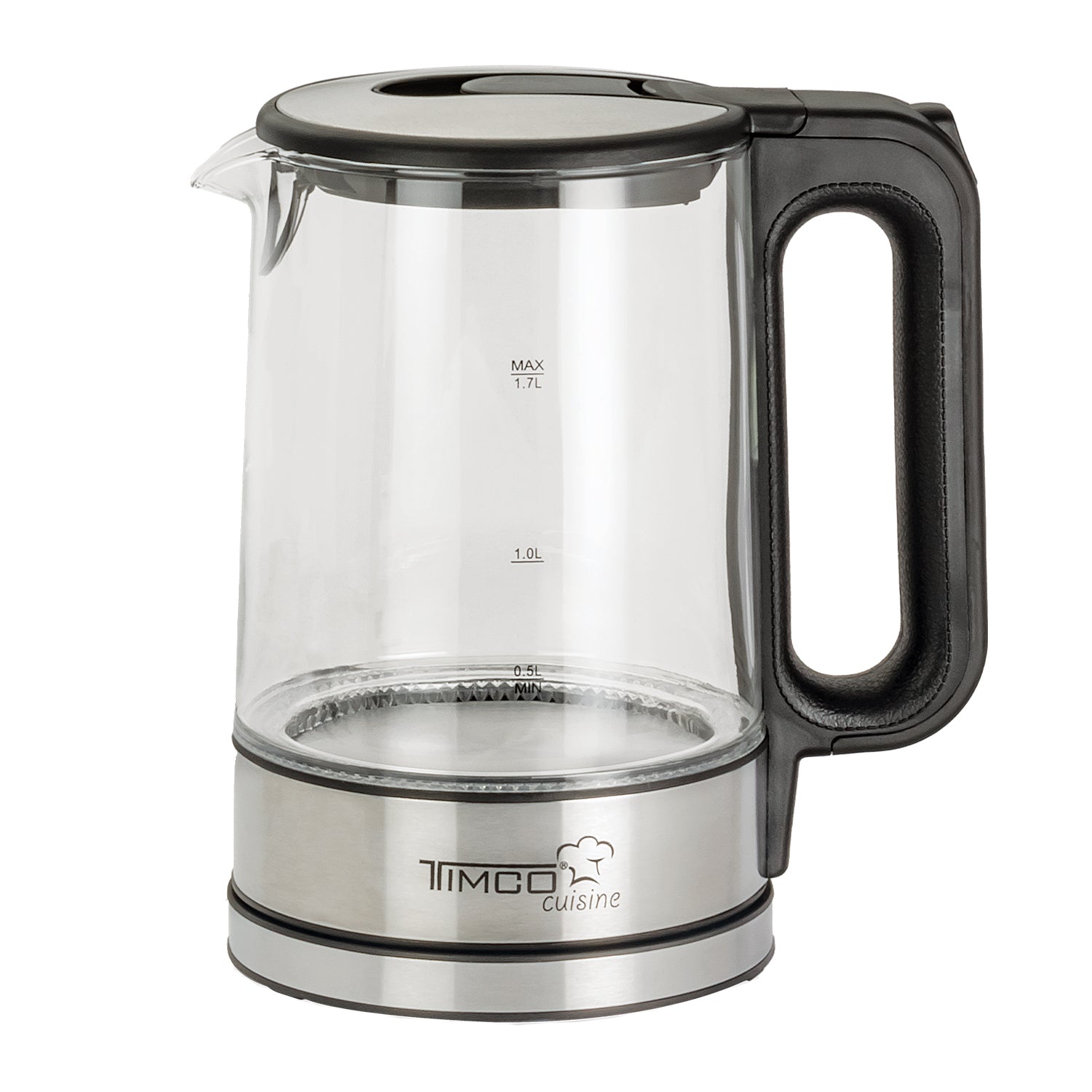 Tetera Jarra Eléctrica de Vidrio 1.7 L Hervidor Agua Acero Inoxidable Timco JE8707 — imagen 3