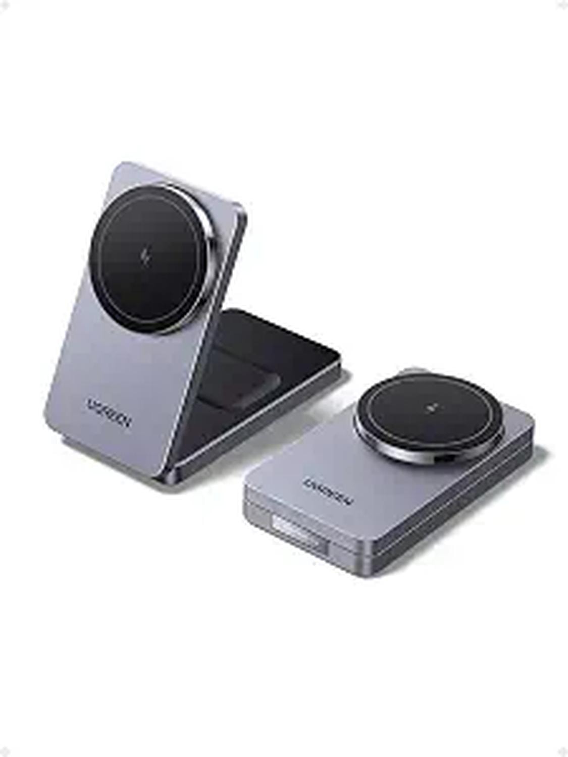 Cargador Inalámbrico Magnético 2 en 1 Ugreen W528 15W + 5W Plegable Gris — imagen 1