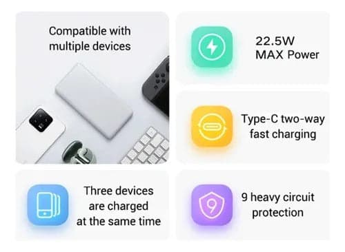 Bateria Xiaomi Power Bank 10000mAh 22.5w Lite - Blanco — image 6