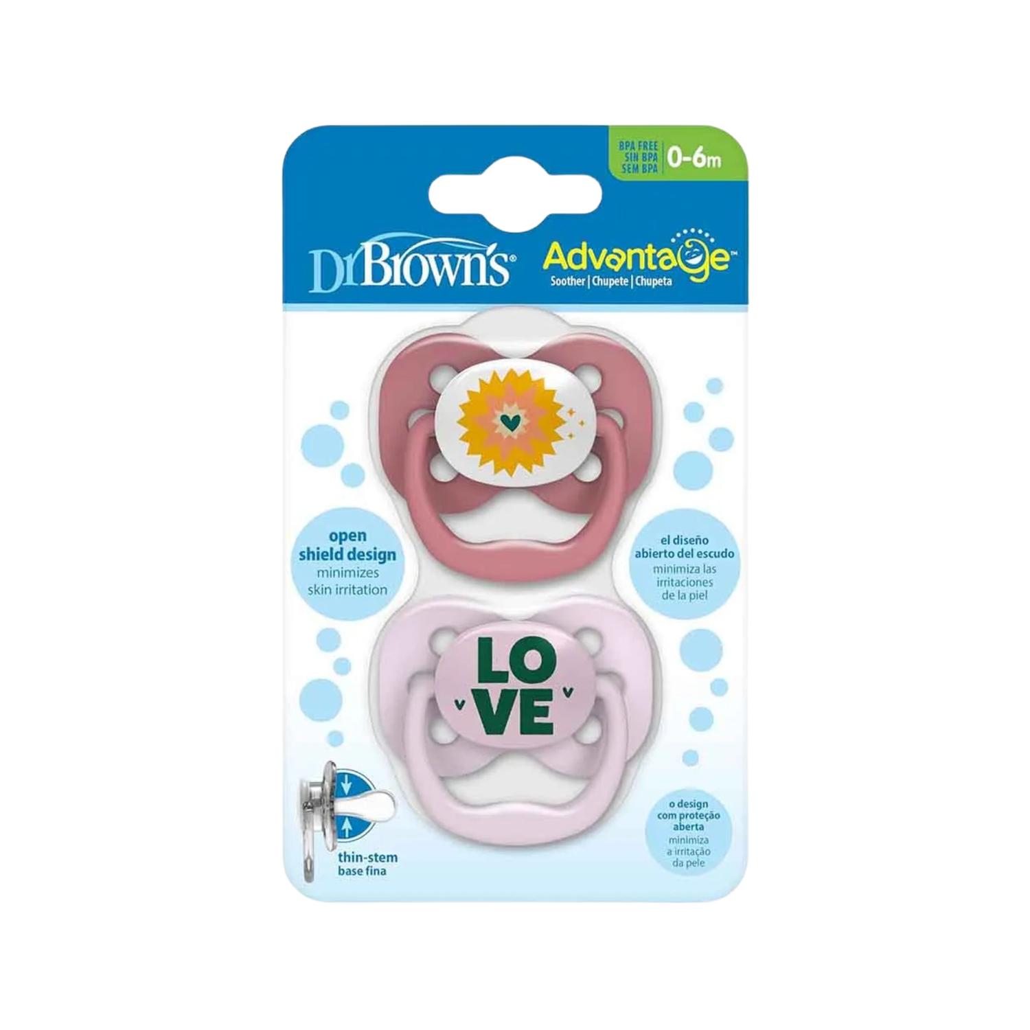 Dr Brown´s Advantage 2 Chupones 0-6 Meses Niña Color Rosa Figuras — imagen 1