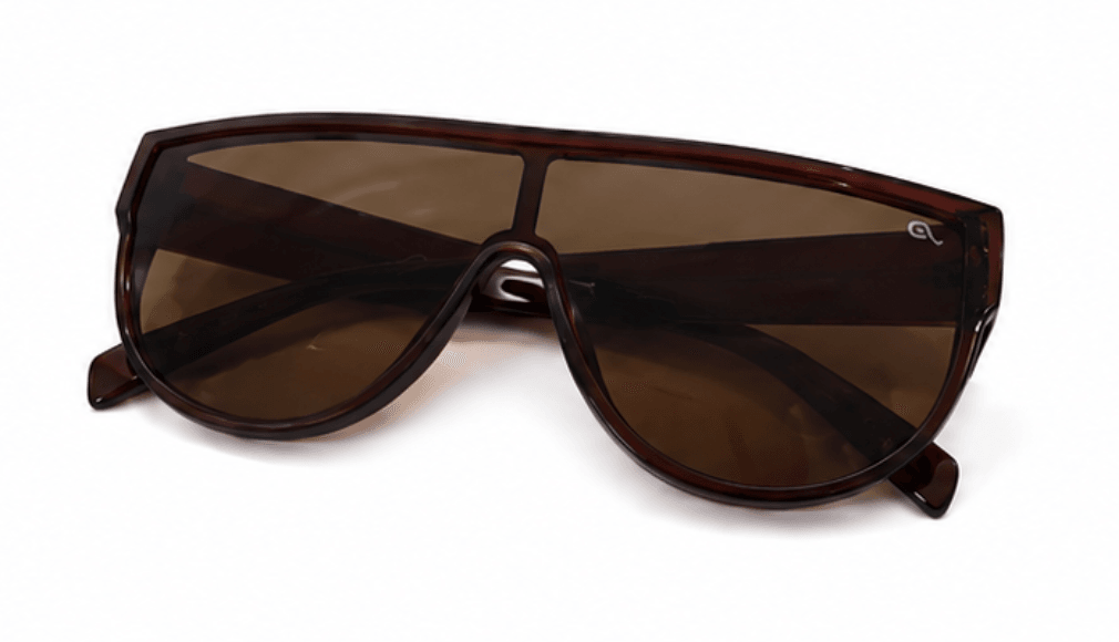 Lentes de Sol Oversize Tipo Shield Carey Unisex, Monolente Café — imagen 1