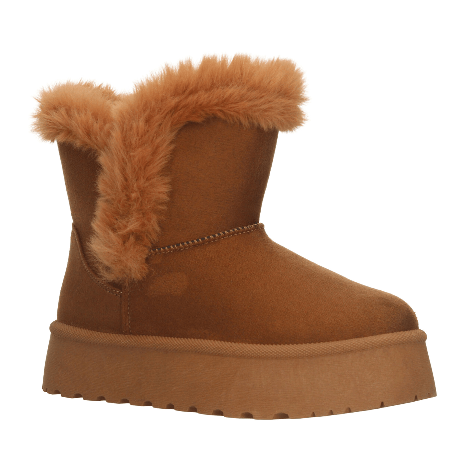 Botín Dama Perugia Camel Café Casual Invierno Peluche Mujer — imagen 3