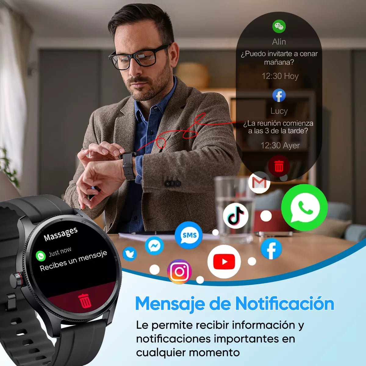 Smartwatch Reloj Inteligente Bluetooth Llamadas Alexa Impermeable IP68 1.38" Monitoreo de Salud y Ejercicio — imagen 10