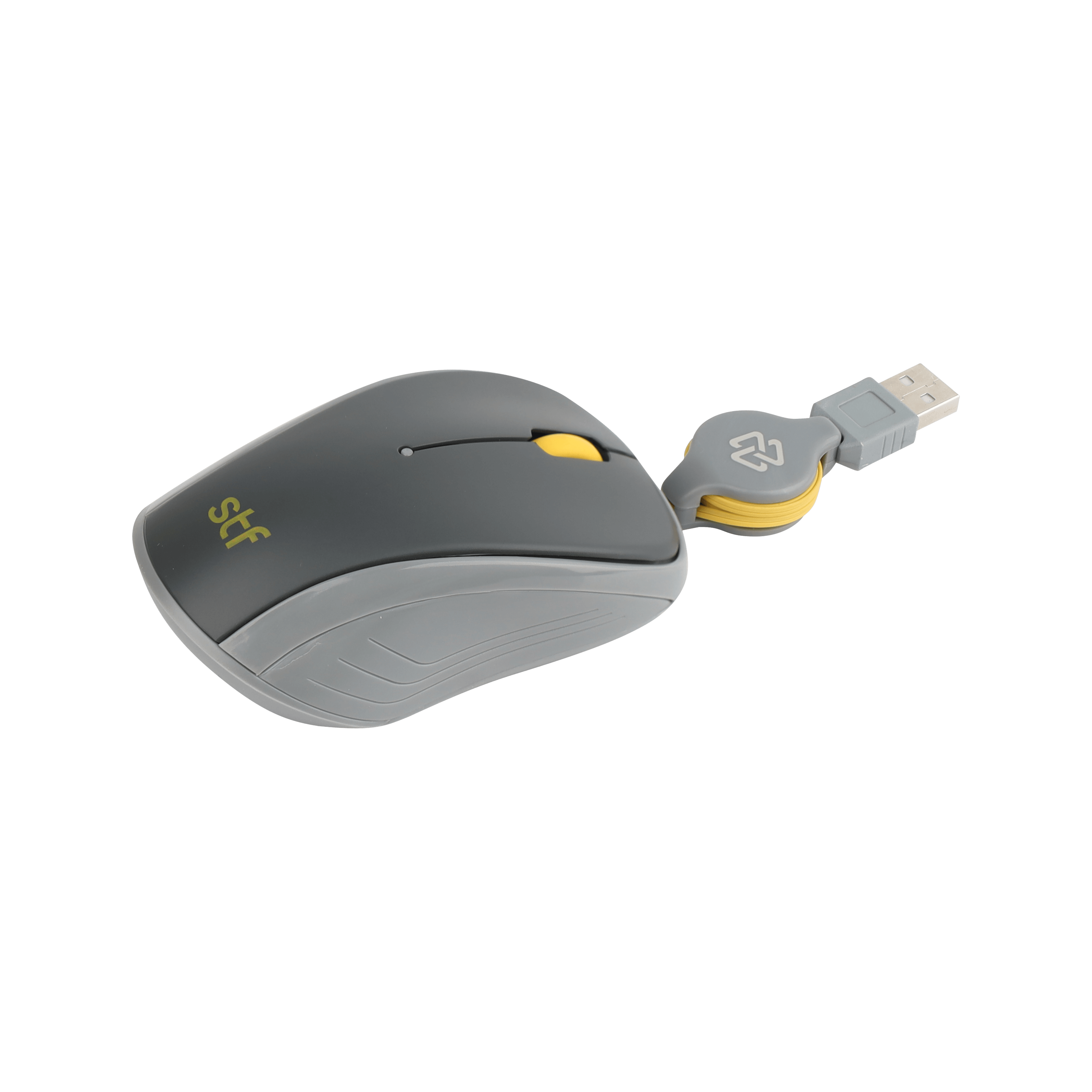 Mouse Alámbrico Retráctil STF VIVA: 1600 DPI, Ergonómico, USB, 80cm, Gris Grafito — imagen 2