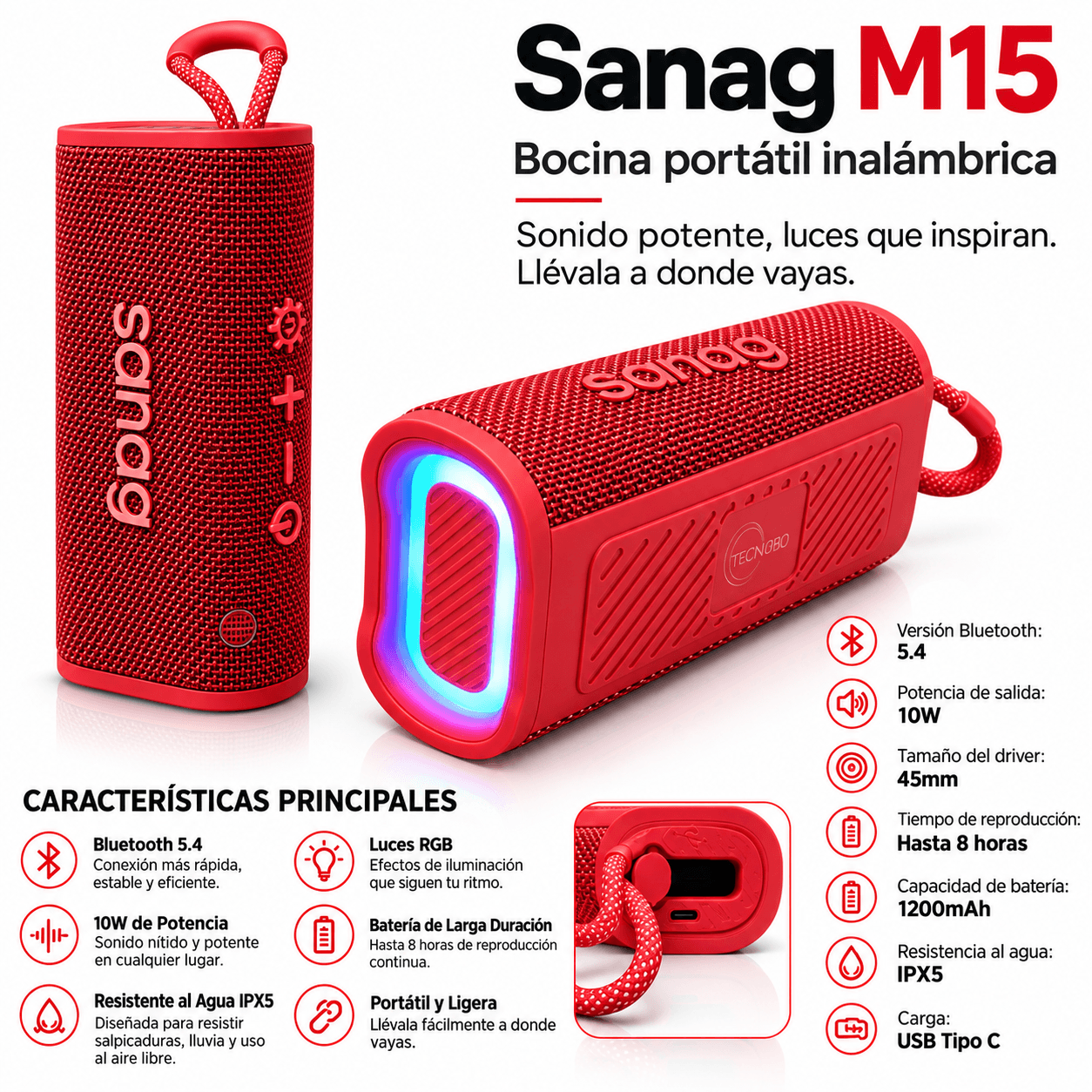 Bocina Sanag M15 + Smartwatch Futurem FM13 + Audífonos G-Tide L42 — imagen 7