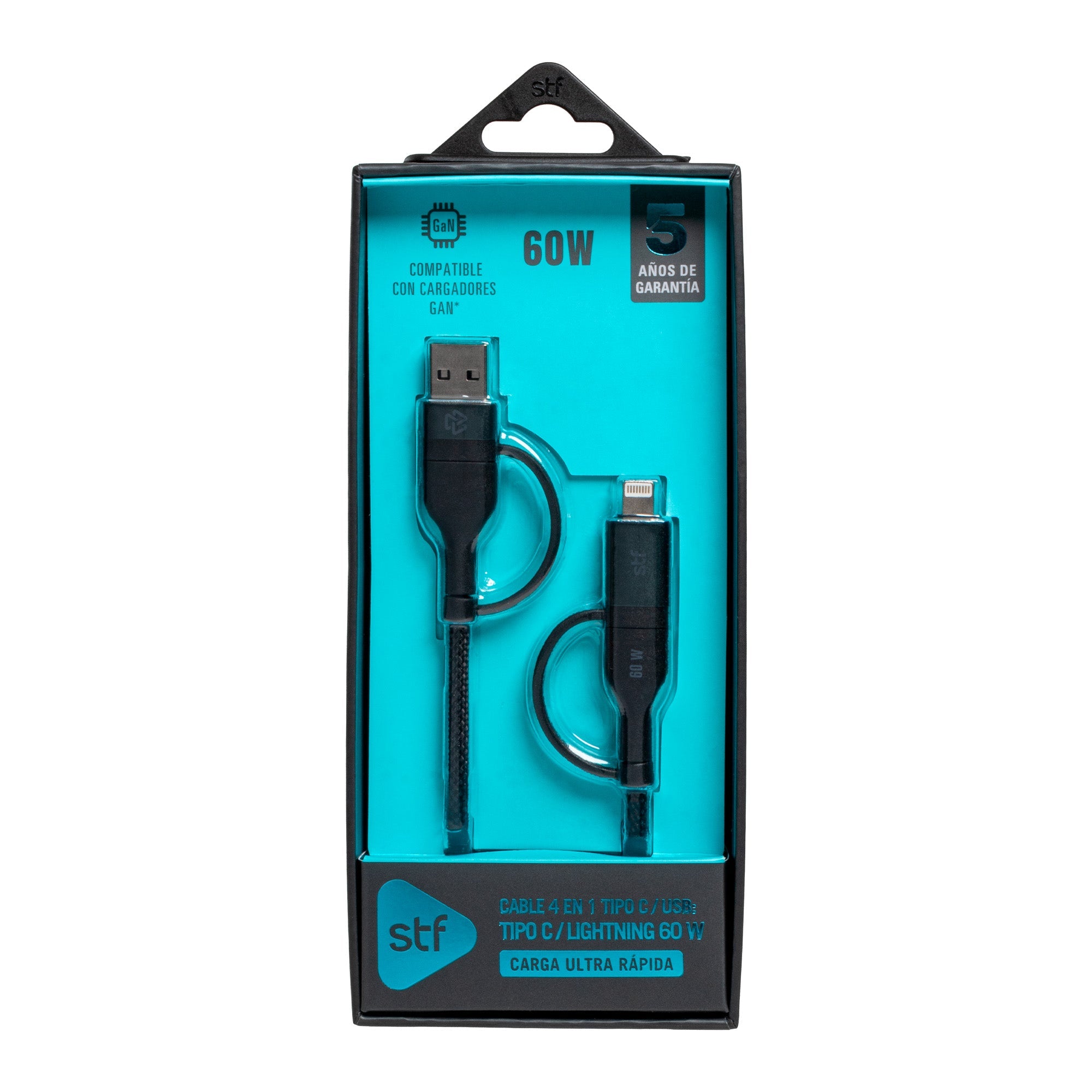 Cable 4 en 1 Tipo C/USB a Tipo C/Lightning 60W Carga Rápida 1.8m — imagen 10