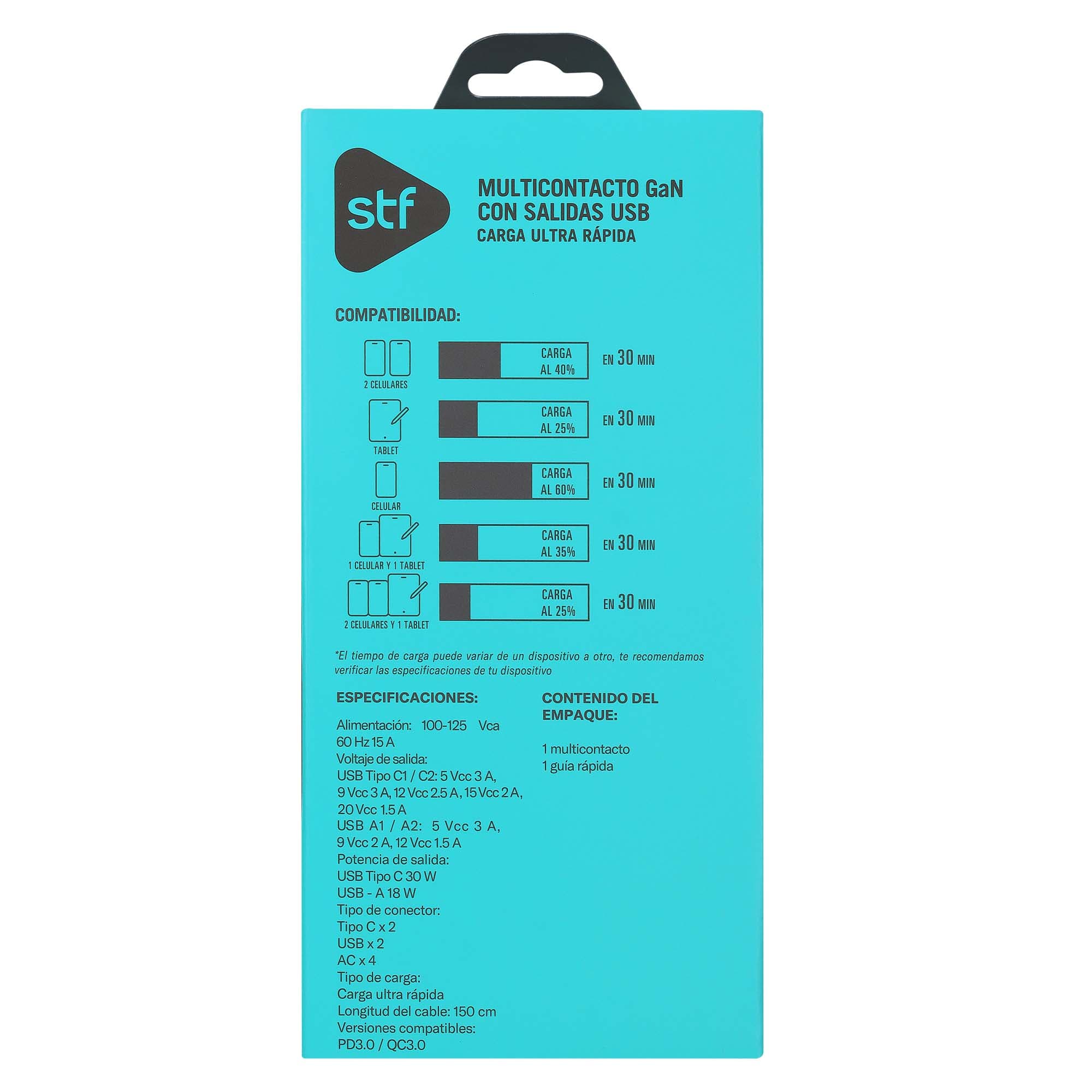 Multicontacto con extensión eléctrica STF GaN 30W USB y USB-C Carga ultra rápida — image 8