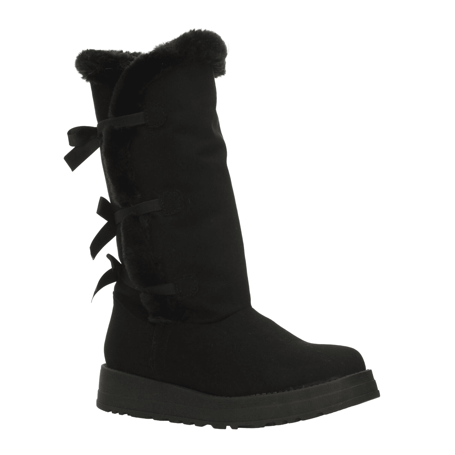 Bota Rojo Cereza Dama Invierno Larga Peluche Casual Negro Mujer — imagen 2
