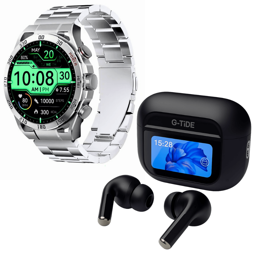 Smartwatch Filwans GTR Plata + Audífonos G-tide Future Pods Negro — imagen 2