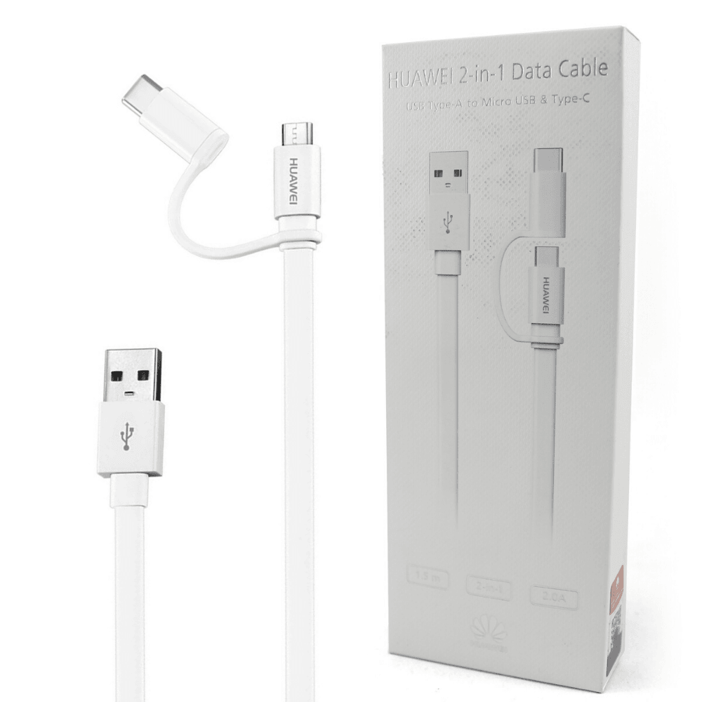 Cable USB 2 EN 1 C y Micro USB 1m - Blanco — imagen 2
