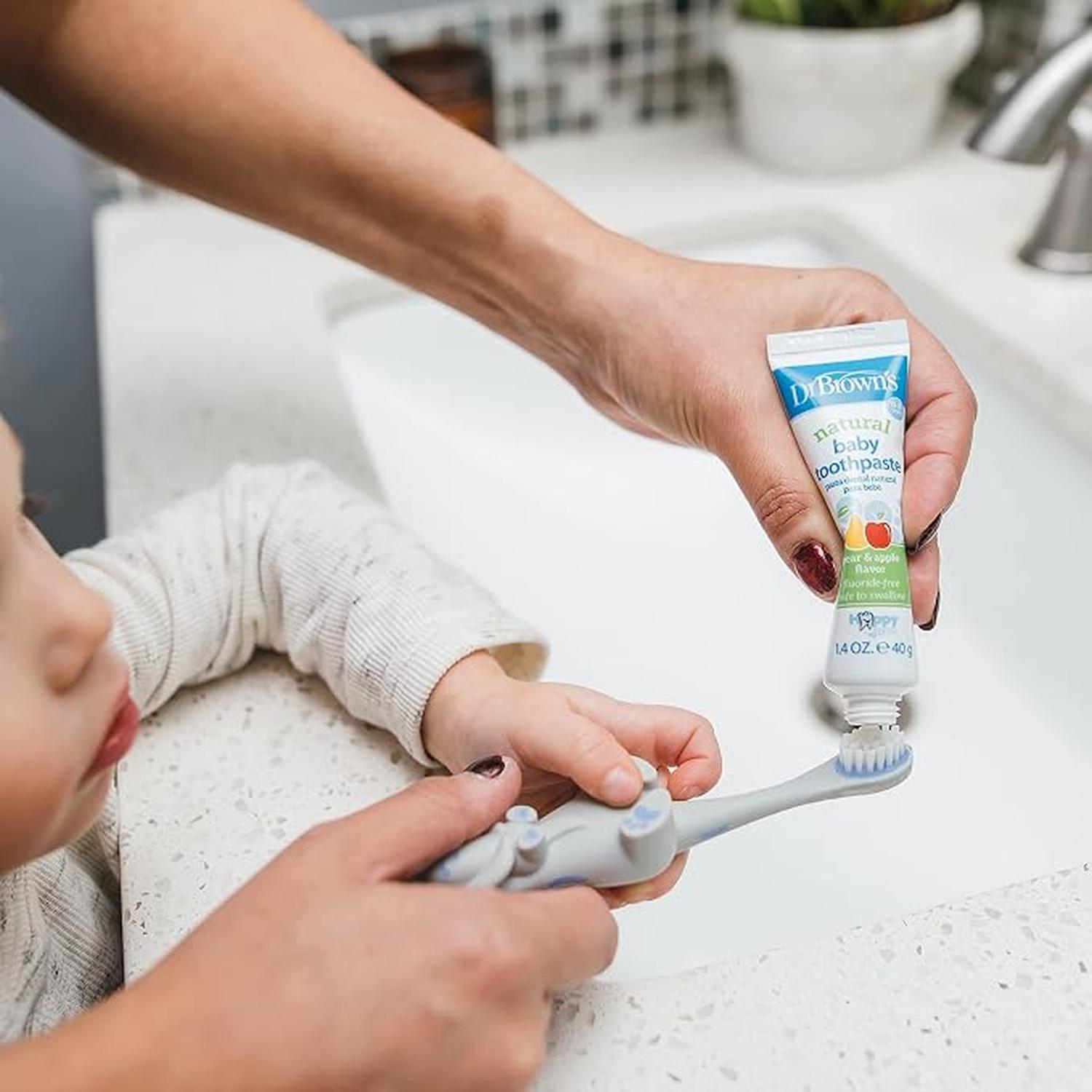 Cepillo de Dientes para Bebé Dr. Brown's Nutria Gris Sin BPA 1-4 Años — imagen 2