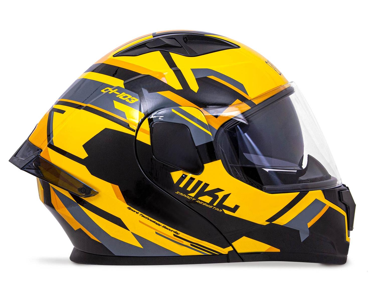Casco WKL Motocicleta Dot Abatible CH-103 FINISH-AMARILO — imagen 1