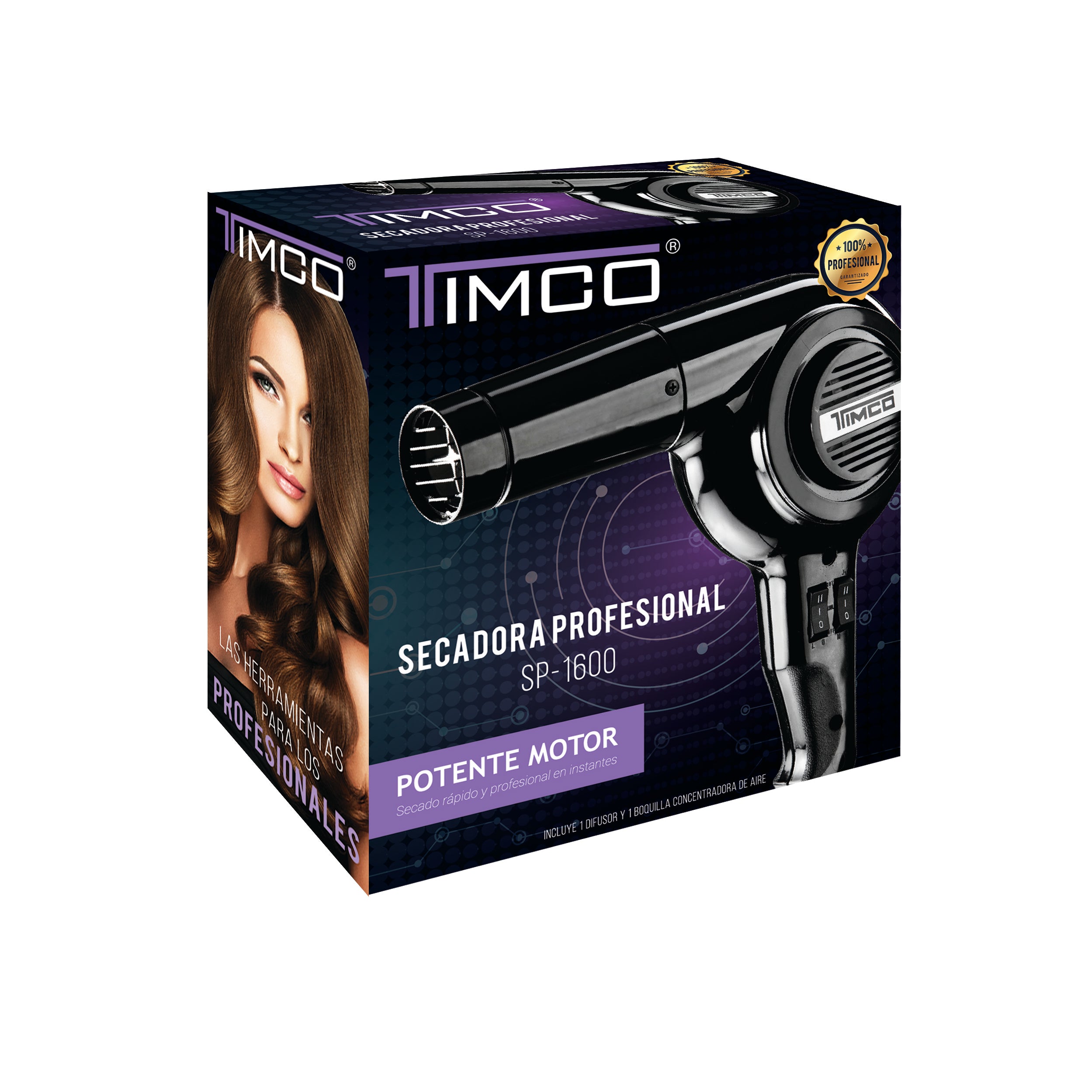 Secadora de Cabello Profesional Estilo Retro con Boquilla y Difusor Timco SP-1600 — imagen 6