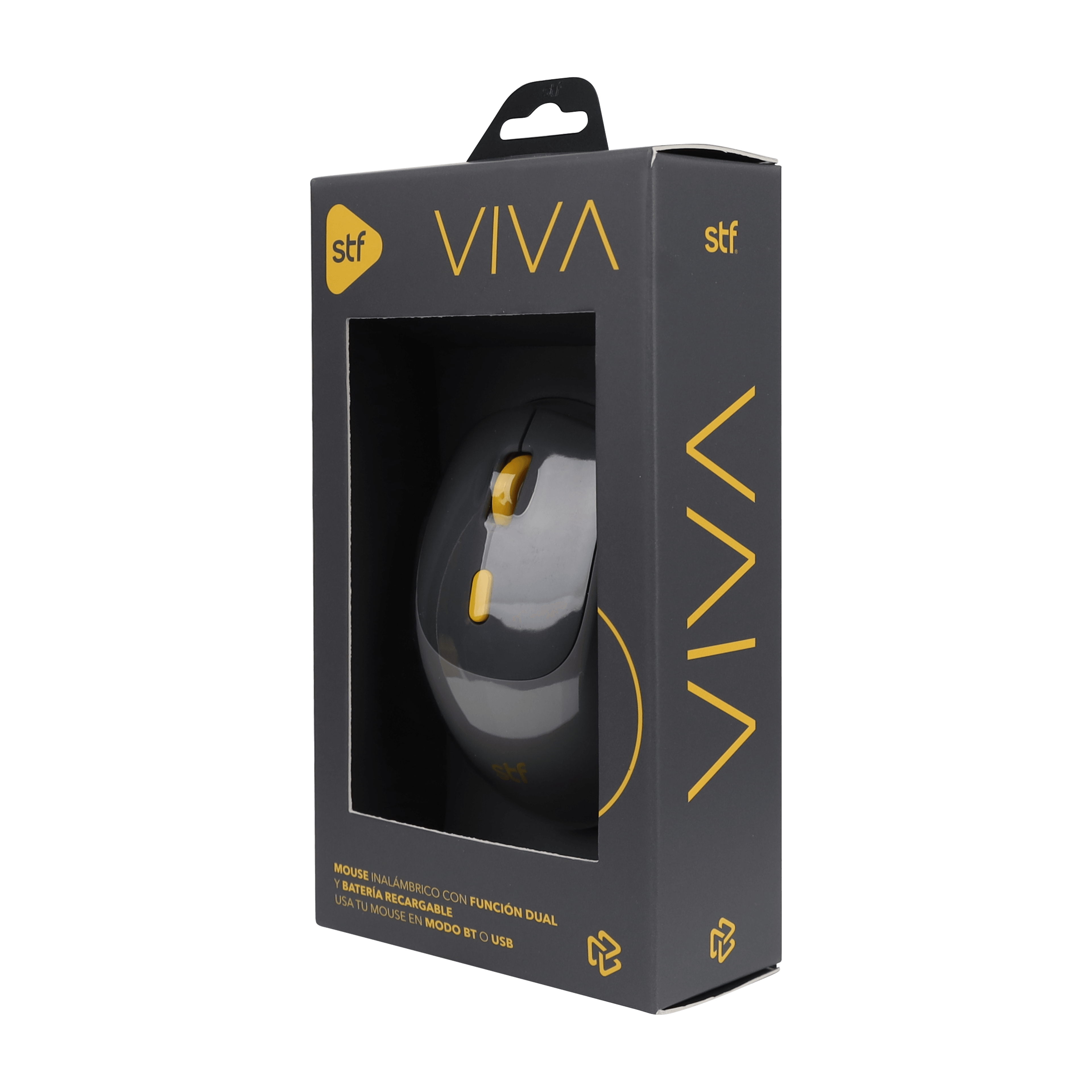 Mouse inalámbrico óptico STF VIVA: Batería recargable, 1600 DPI, Gris — imagen 3