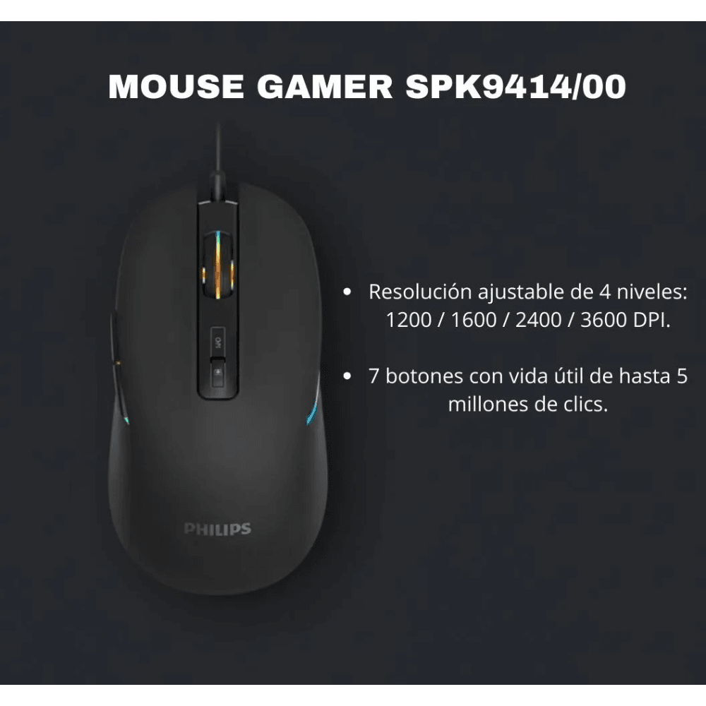 Mouse Alambrico Philips Momentum G414SPK9414 — imagen 7