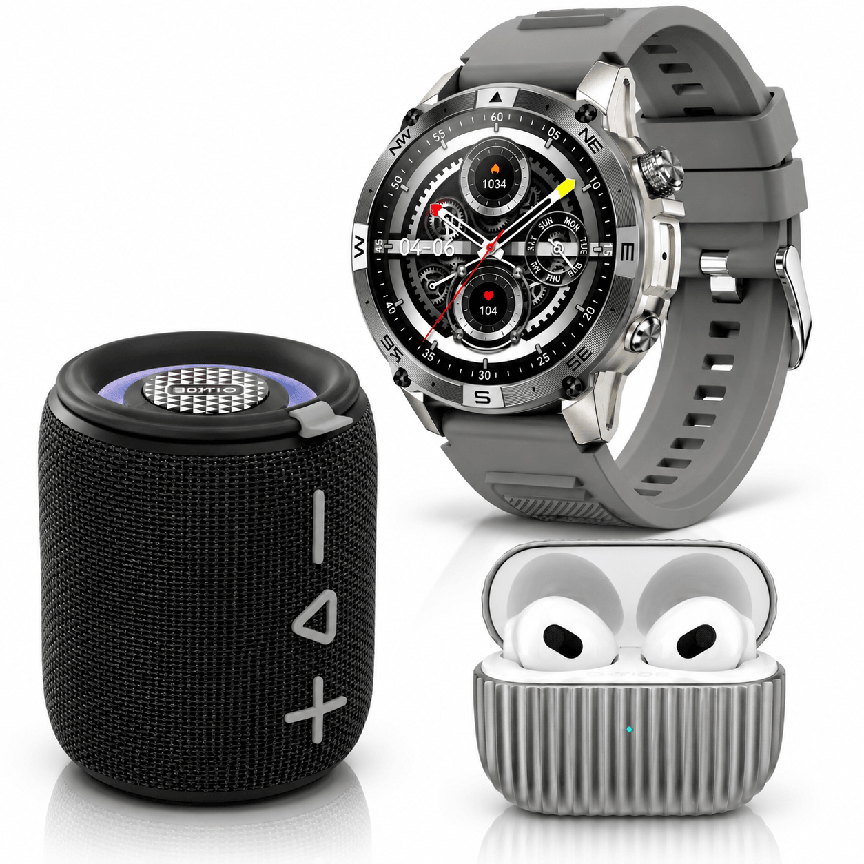 SMARTWACTH G-TIDE R6 PRO (GRIS) + BOCINA G-TIDE SV-30 + AUDIFONOS G-TIDE H21 (METAL) — imagen 2