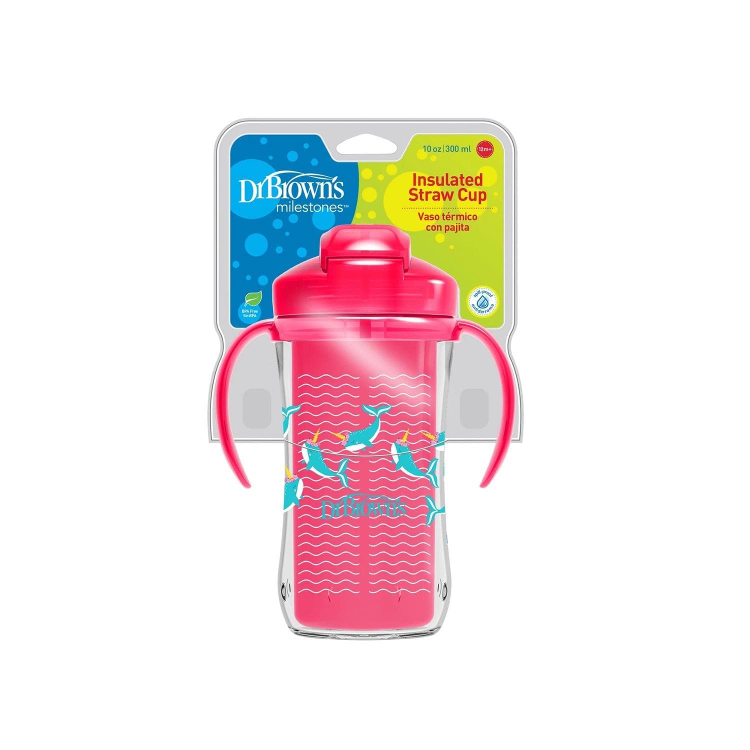 Pack 2 Vaso entrenador Dr Brown's 10oz Térmico popote rosa — image 3