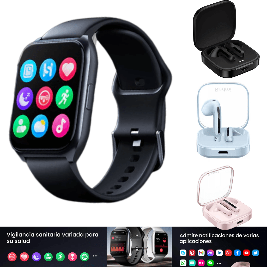 Combo Filwans GTS Mini y Xiaomi Redmi Buds 6 Active: Salud y Sonido Inalámbrico para un Estilo de Vida Activo — imagen 2