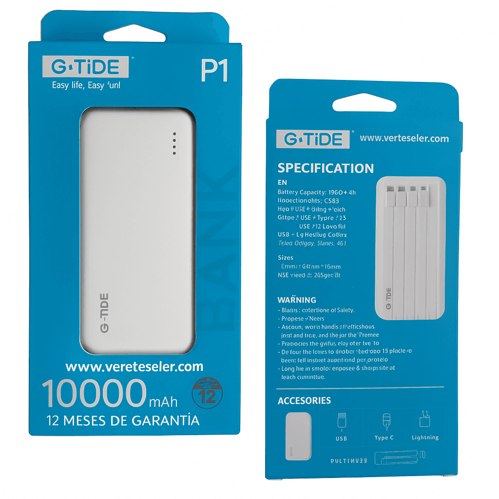 Power Bank 10000Mha P1 G-tide. BLANCO — image 2