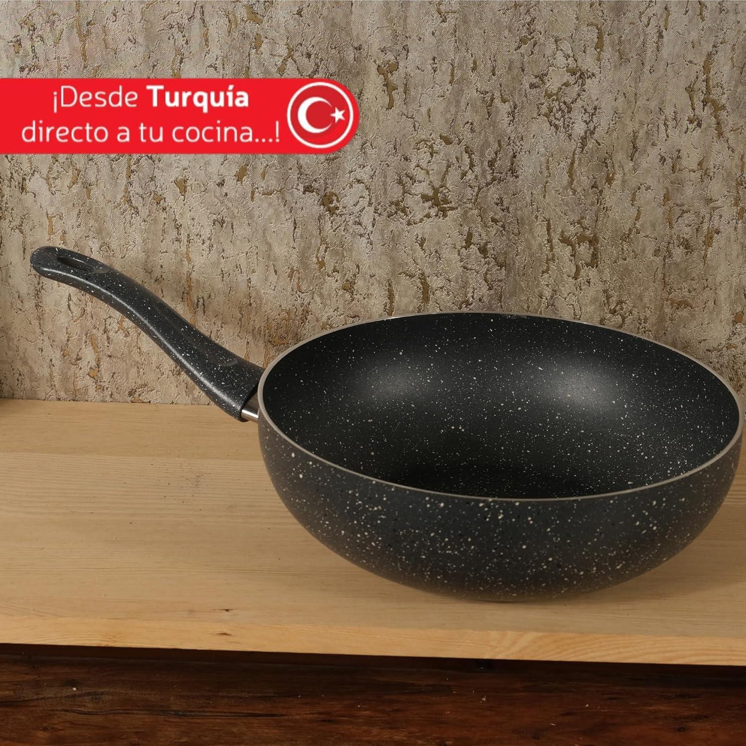 SARTEN WOK HONDO Y19-WM30 RECUBRIMIENTO MARMOL 30CM — imagen 2