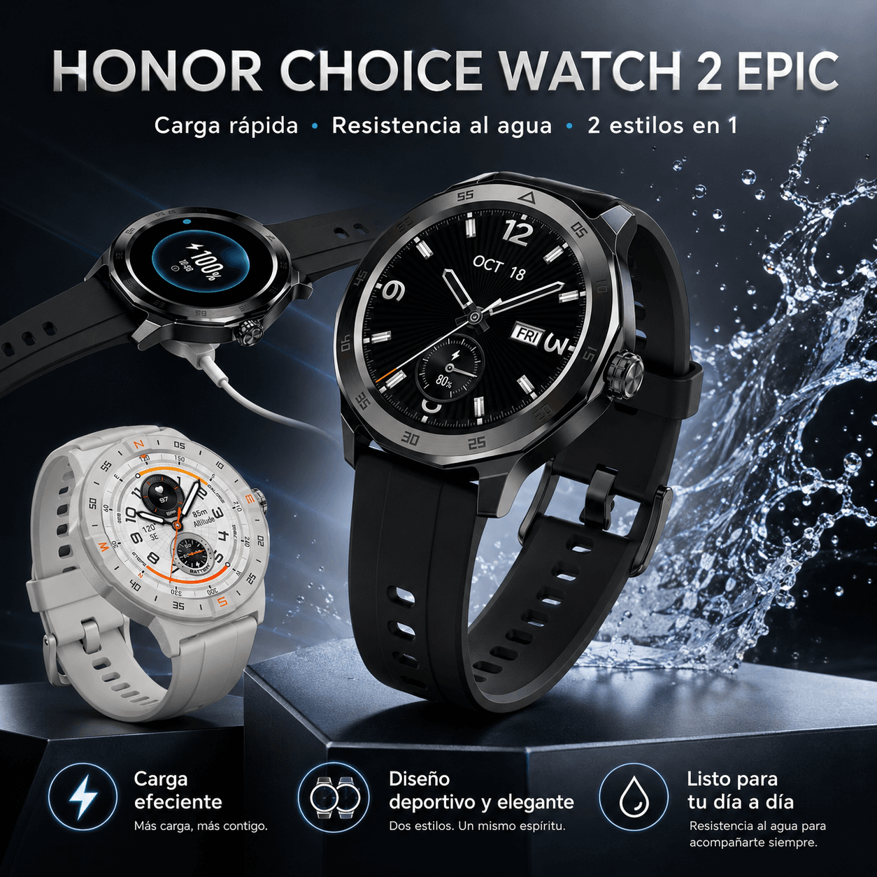 Smartwatch HONOR CHOICE Watch 2 Epic AMOLED con GPS, Llamadas Bluetooth y 5ATM — imagen 6