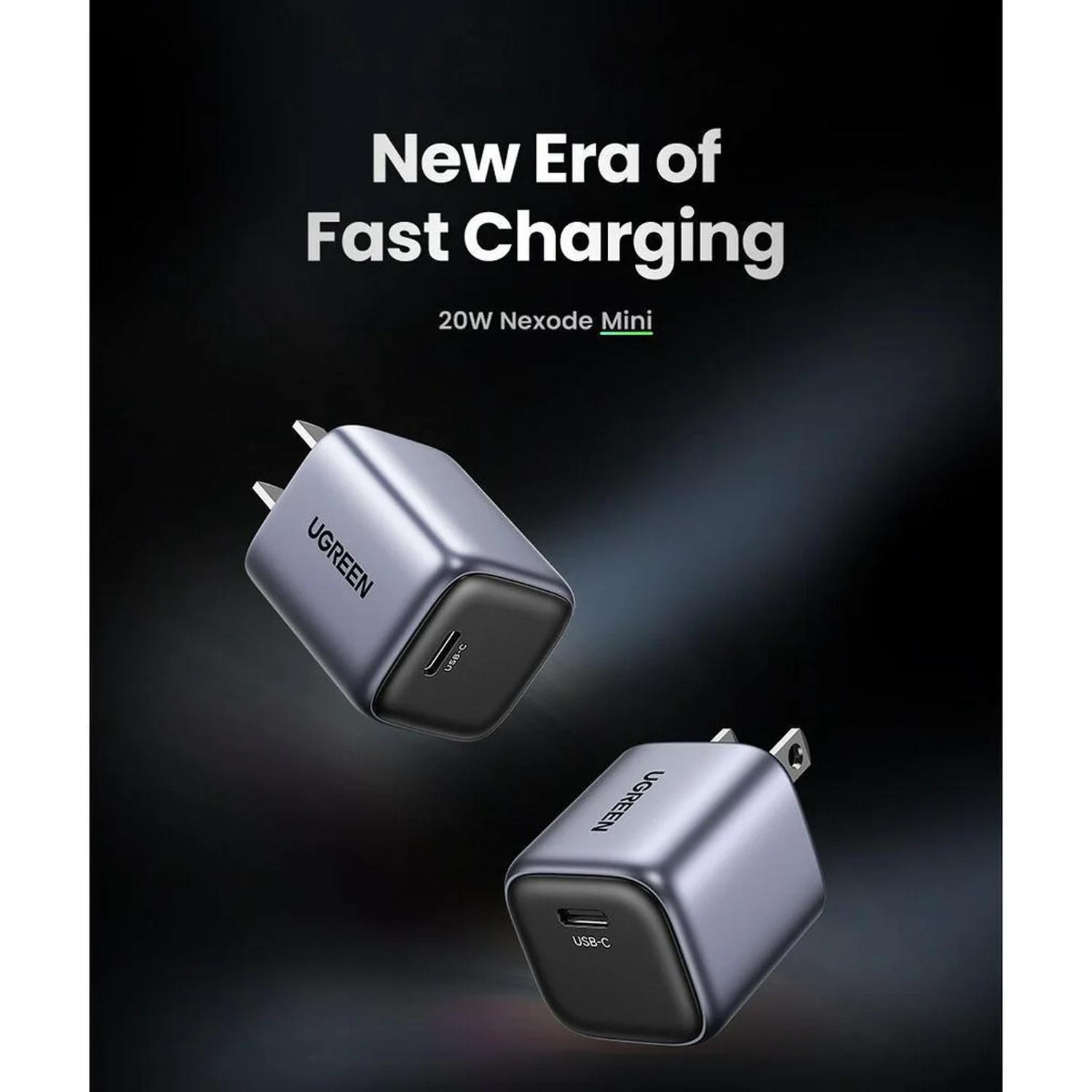 Cargador Ugreen 20w USB C GaN II Negro Carga rápida — imagen 3