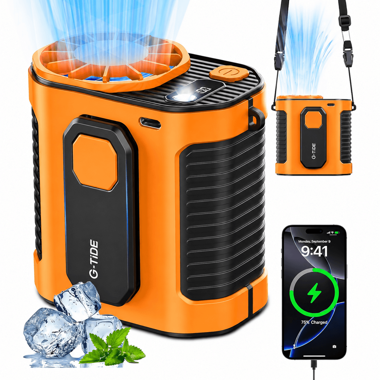 Ventilador Portátil 3 en 1 G-TIDE FW01 con Linterna y Power Bank — imagen 2