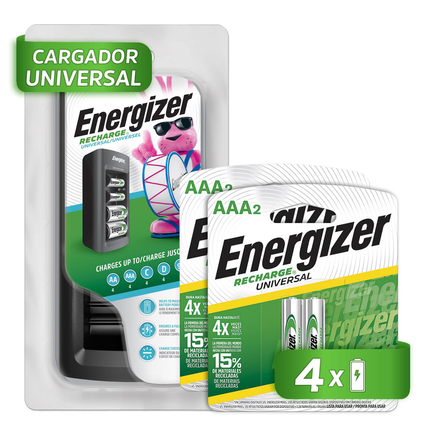 Cargador Universal Pilas Energizer + 4 Pilas Recargables Aaa — imagen 1