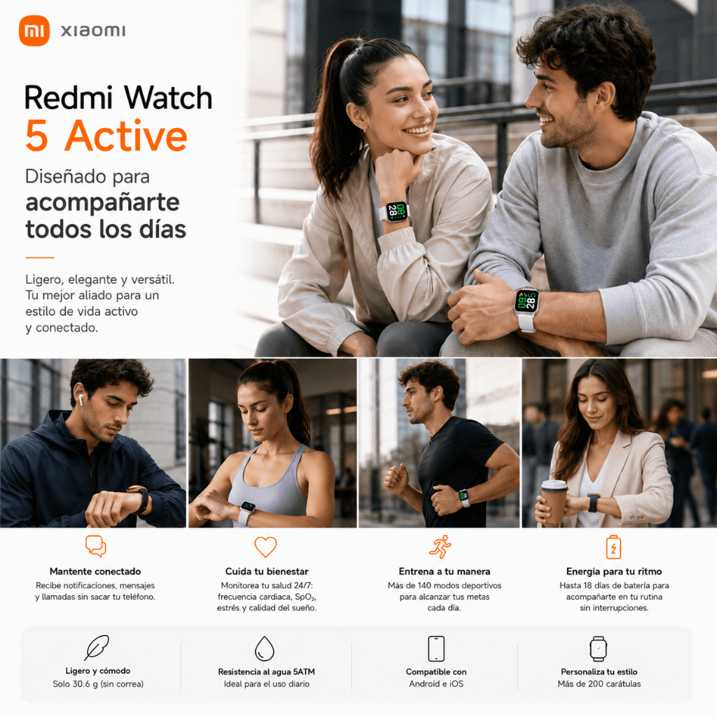Smartwatch Redmi Watch 5 active (Plata) + Audifonos G-tide OWS 8 (Beige) — imagen 9