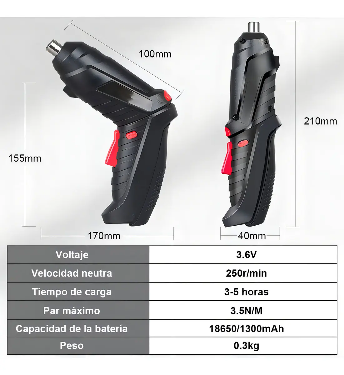 Destornillador Eléctrico Inalámbrico con 48 Accesorios y USB Recargable — imagen 3