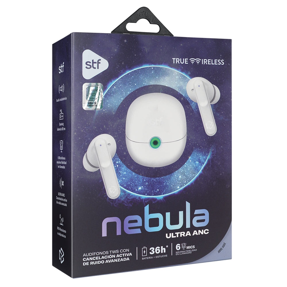 Audifonos Inalámbricos Tws Nebula STF 36hrs Uso Ultra ANC 6 Micrófonos Protección IPX4 — imagen 14