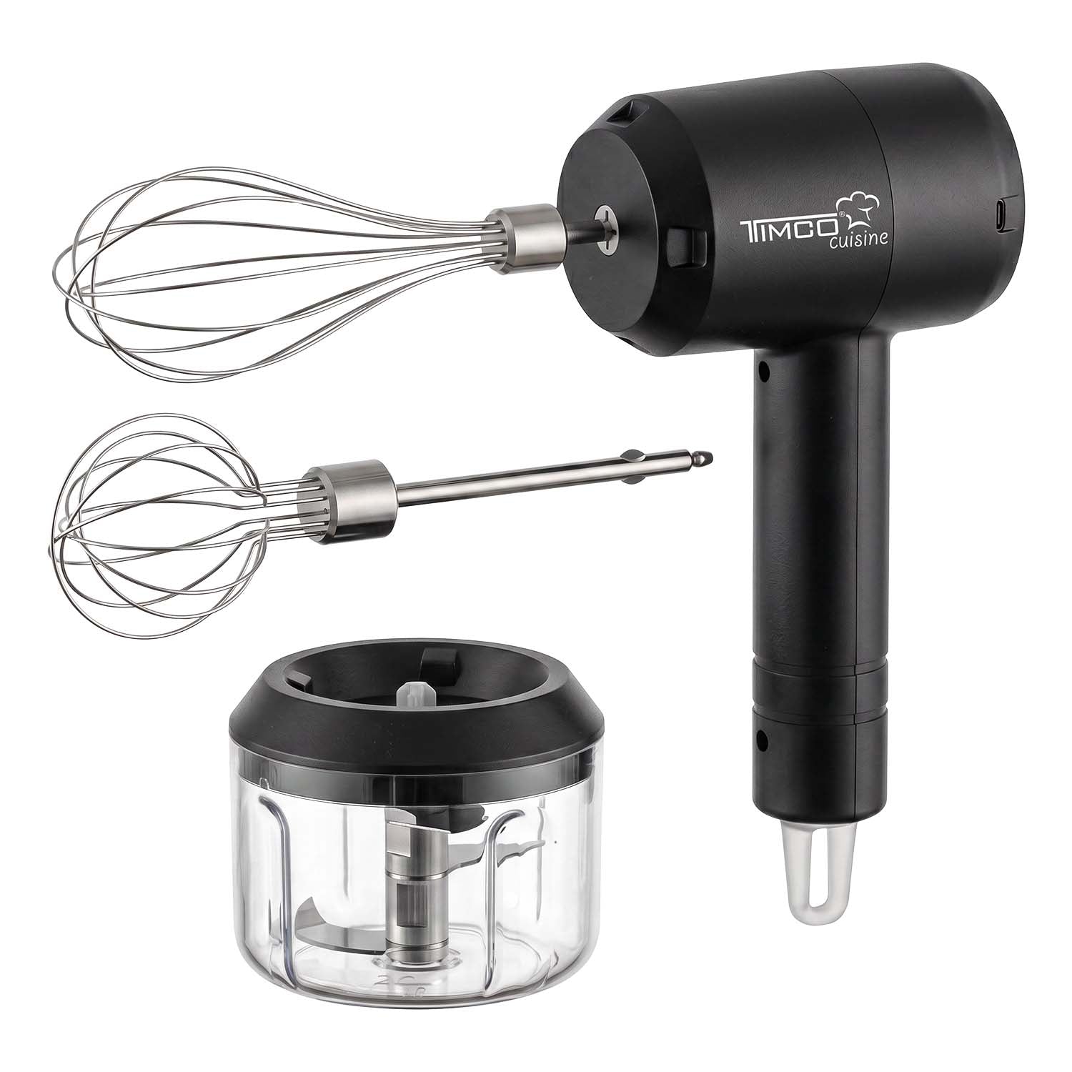 Batidora Eléctrica Inalambrica Timco 3 en 1 Recargable USB-C con Picadora de Alimentos Batidor de Huevos Mezcladora BAT301S — imagen 2