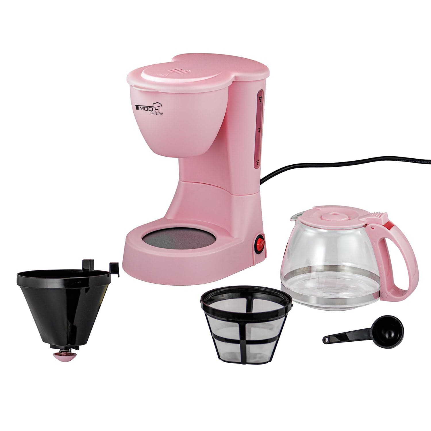Cafetera Eléctrica Rosa 750 ml Filtro Permanente Antigoteo con Placa Calefactora CAFWJ9008 Timco — image 7