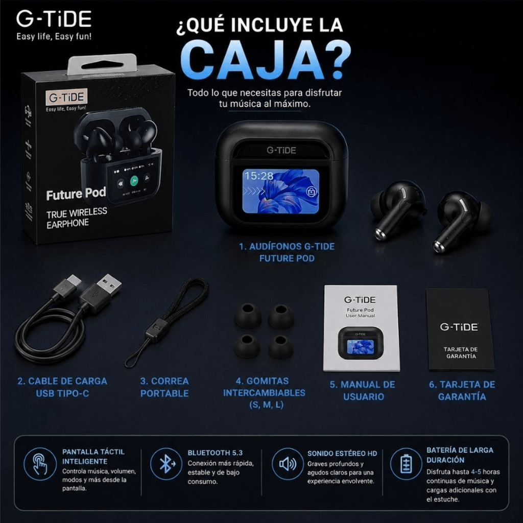 Smartwatch Microwear Ultra 5 U5 + Audífonos G‑TIDE Future Pod — imagen 3