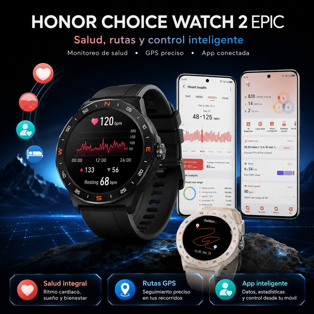 Smartwatch HONOR CHOICE Watch 2 Epic AMOLED con GPS, Llamadas Bluetooth y 5ATM — imagen 7