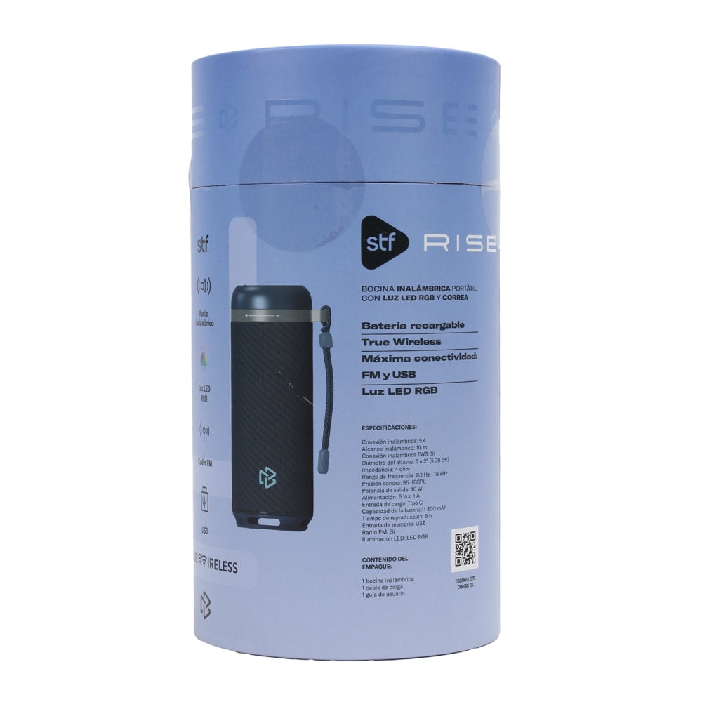 Bocina Portatil Rise STF 10W 5hrs Uso Funcion Tws Negro — imagen 15