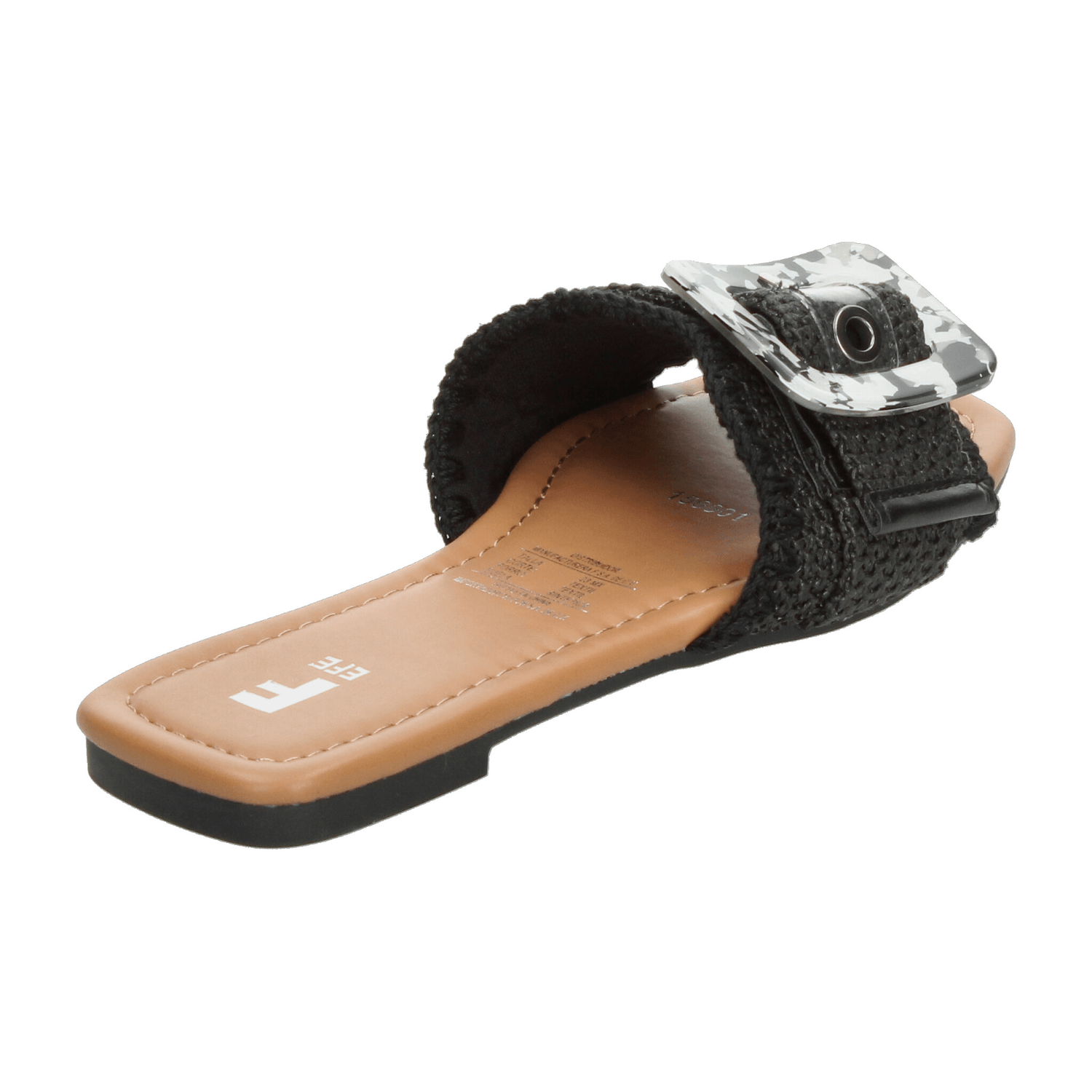 Sandalias Efe Dama De Piso Slideon Casual Negro Mujer — imagen 3
