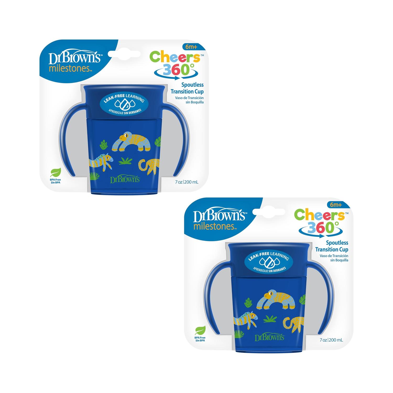 Pack 2 Vasos entrenador 7oz 360 Azul Dr Browns Bebe 6m+ — imagen 2