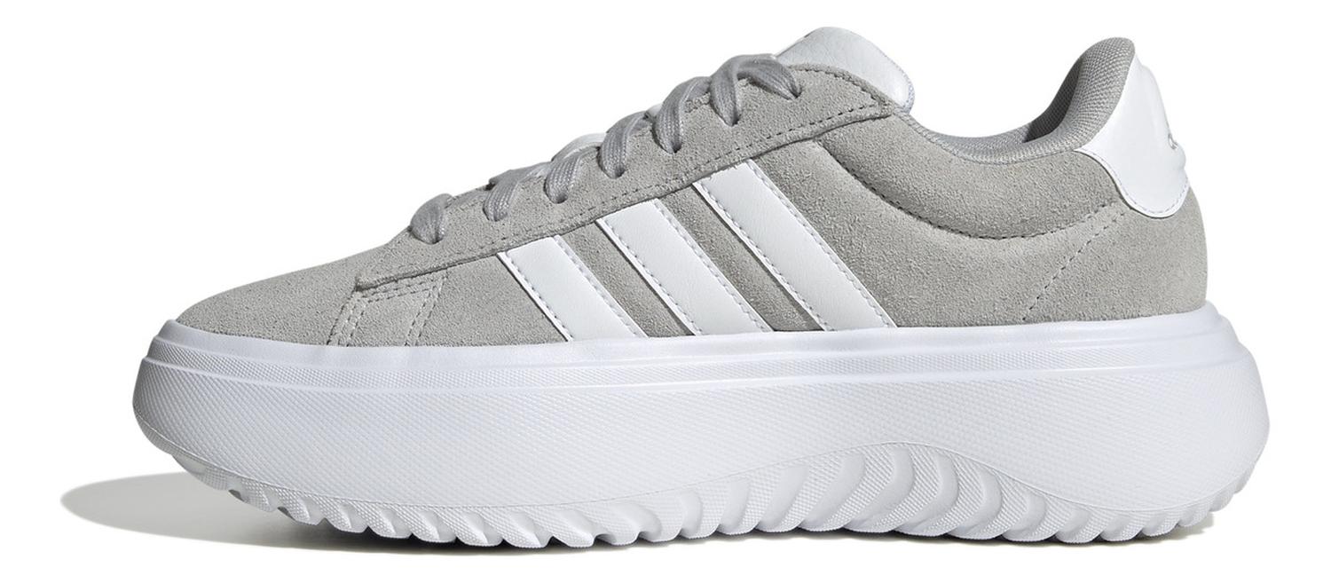 Tenis adidas Mujer Grand Court Plataforma Gris Con Blanco — imagen 6