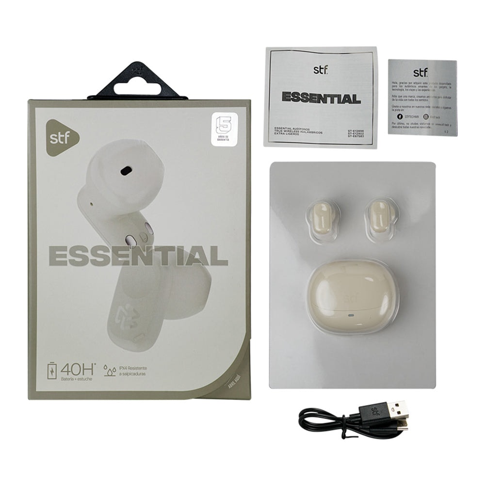 Audífonos Inalámbricos Tws Essential STF 40hrs Uso Protección IPX4 Blanco — imagen 14