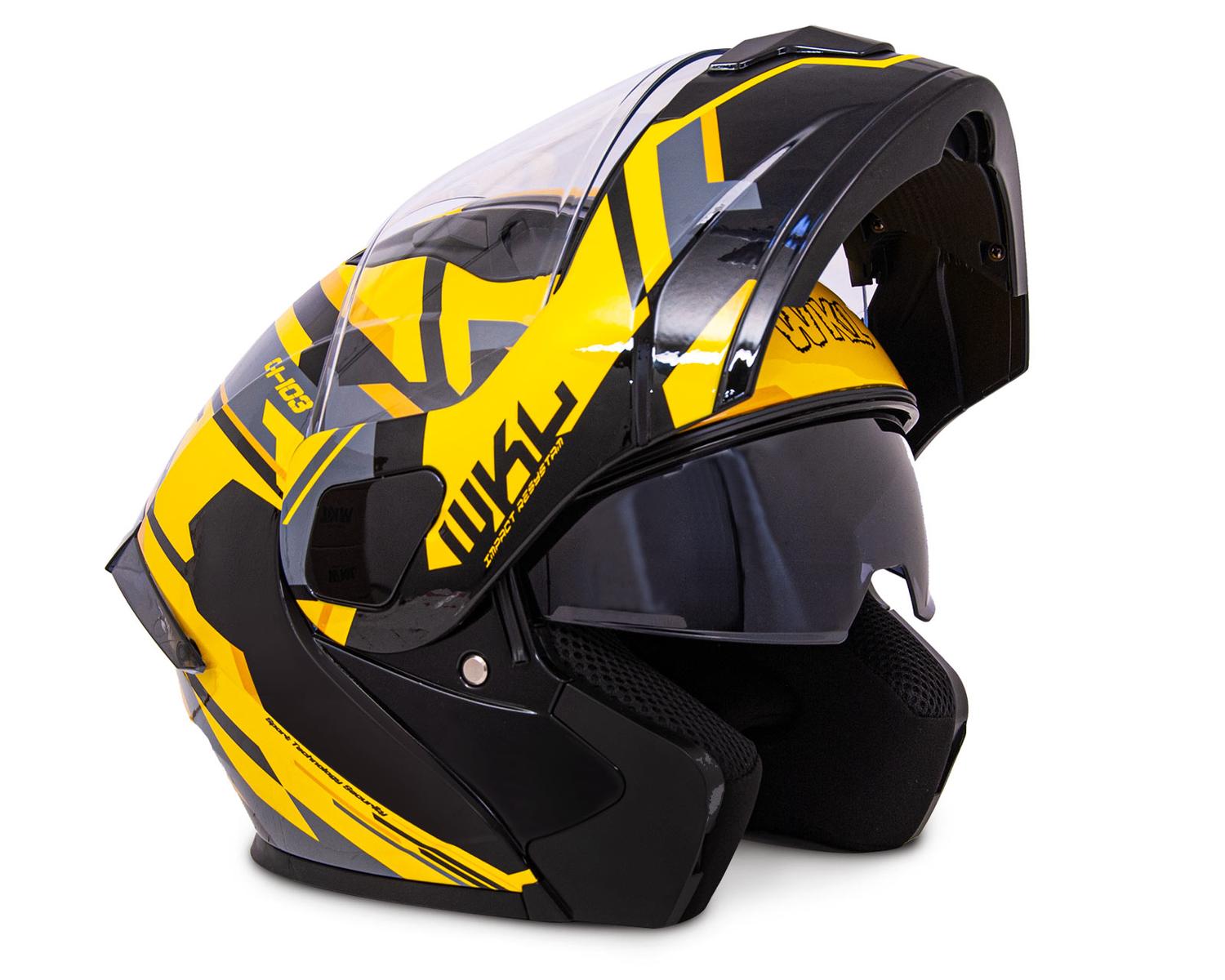 Casco WKL Motocicleta Dot Abatible CH-103 FINISH-AMARILO — imagen 4