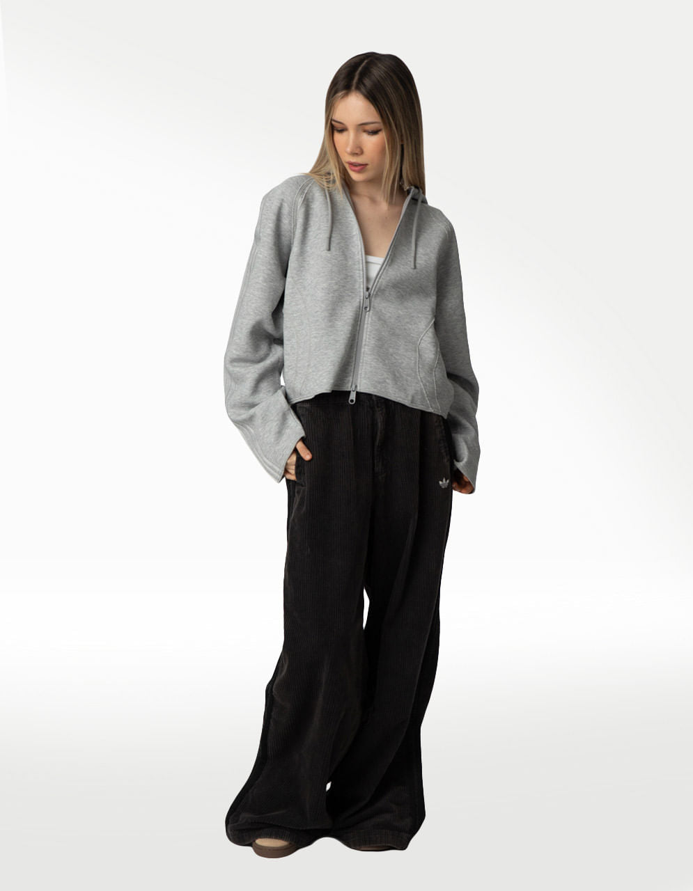 Sudadera Adidas Teamgeist ZP HD Gris - Mujer — imagen 5
