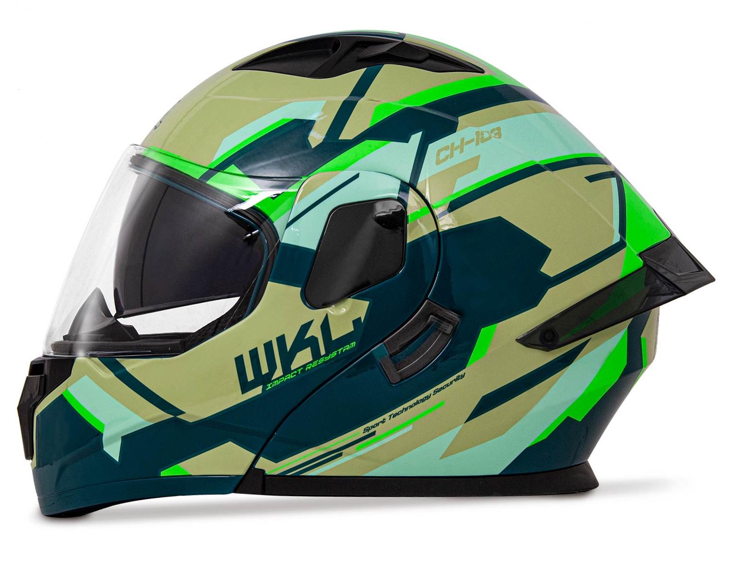 Casco WKL Motocicleta Dot Abatible CH-103 FINISH-VERDE — imagen 1