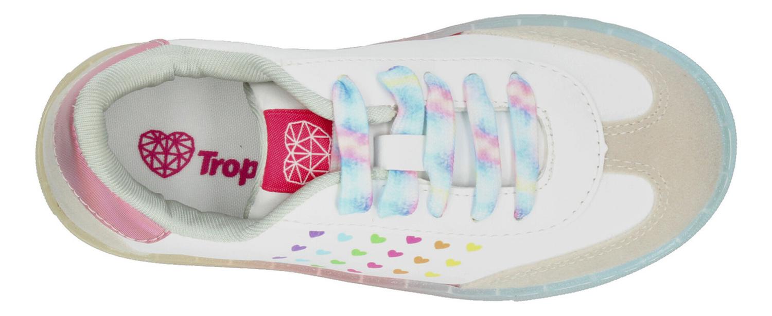 Tenis Tropicana Niña Diseño Multi Corazones Casual Cómodo Ajuste Cintas Deportivo Blanco T18-24 — imagen 7