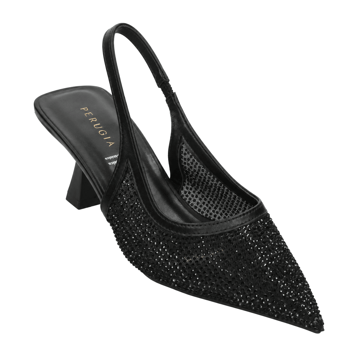 Zapatilla Perugia Dama Negro Fiesta Slingback Tacón Mujer — imagen 5