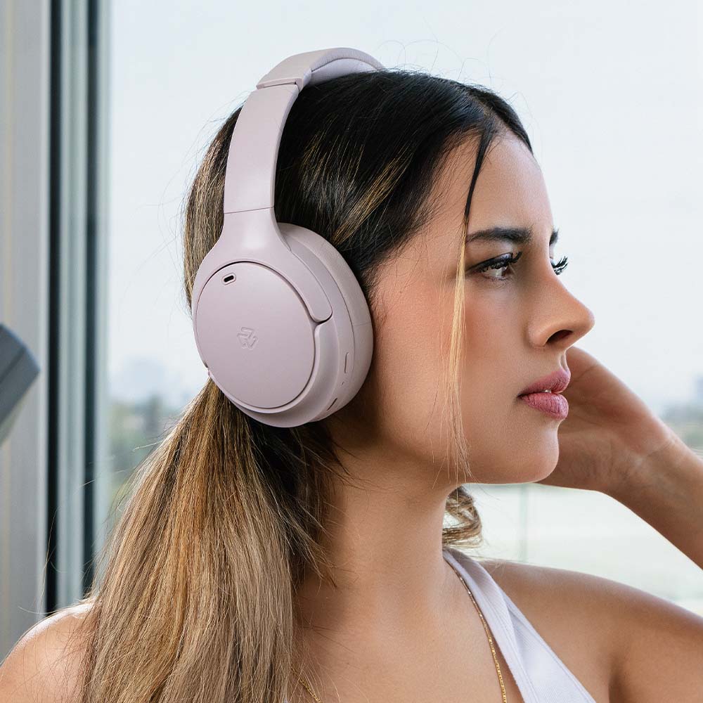 Audifonos Inalámbricos On Ear One Plus STF ANC 44hrs Uso Rosa — imagen 5